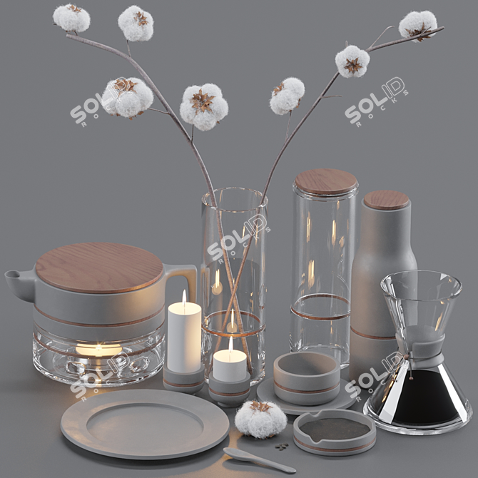 Elegant Coffee Decor Set 3D model image 2