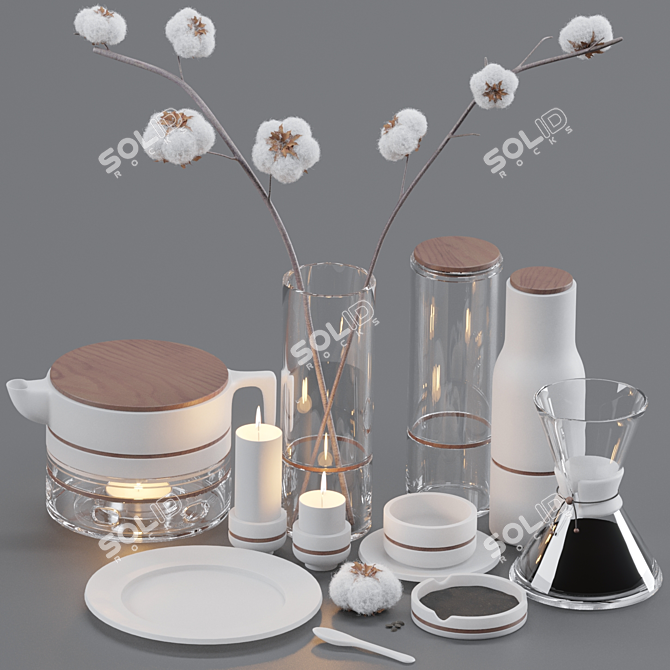 Elegant Coffee Decor Set 3D model image 3