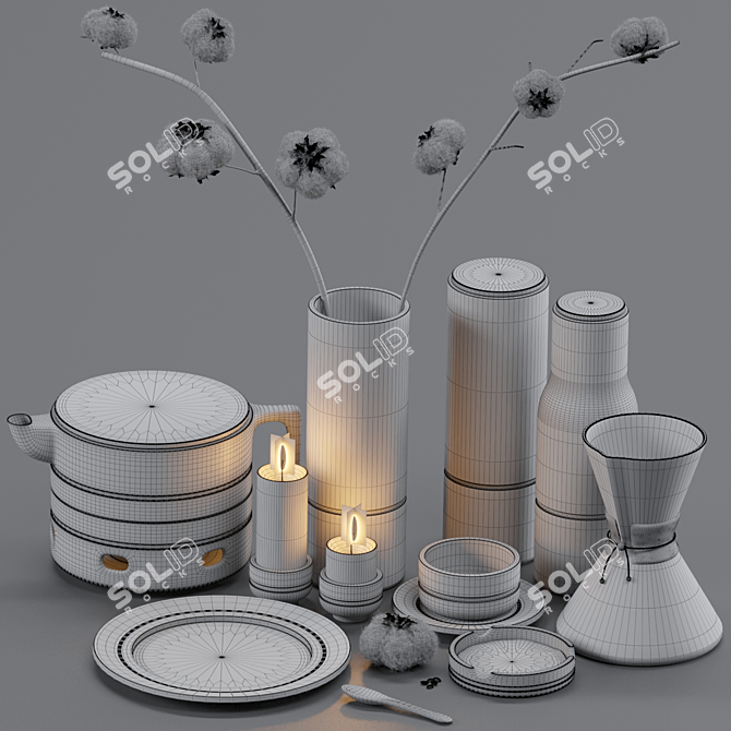 Elegant Coffee Decor Set 3D model image 5