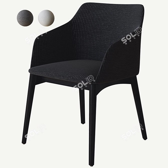 Stylish Elle Chair with Wood Base 3D model image 1