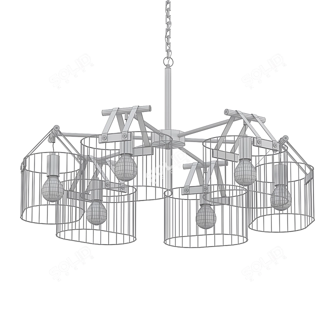 Industrial Wire Cage Chandelier 3D model image 2