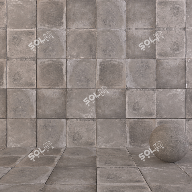 FLAVIKER BACHSTAGE GRAPHITE 60x60: Versatile Multi-Texture Wall Tiles 3D model image 1