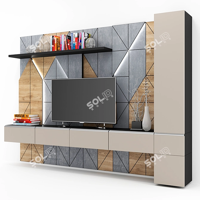 Customized TV Wall Unit 3D model image 2