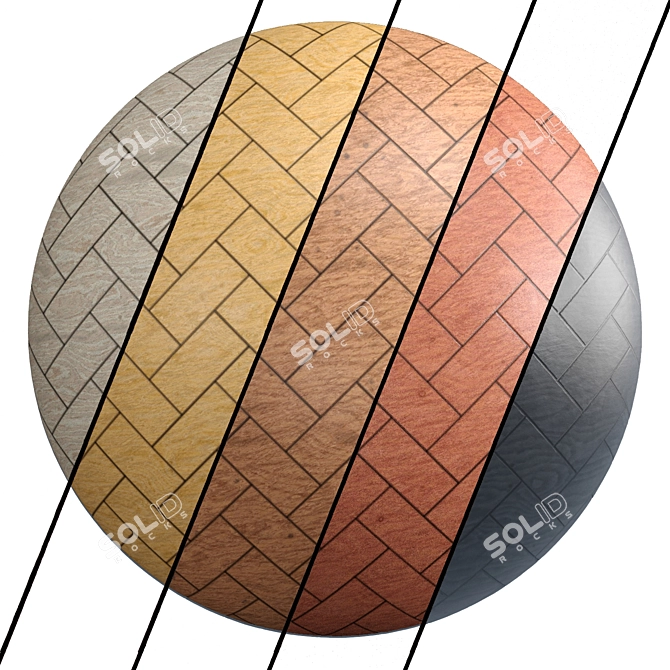 PBR Parquet 02: 5 Color Wood, 4k 3D model image 1