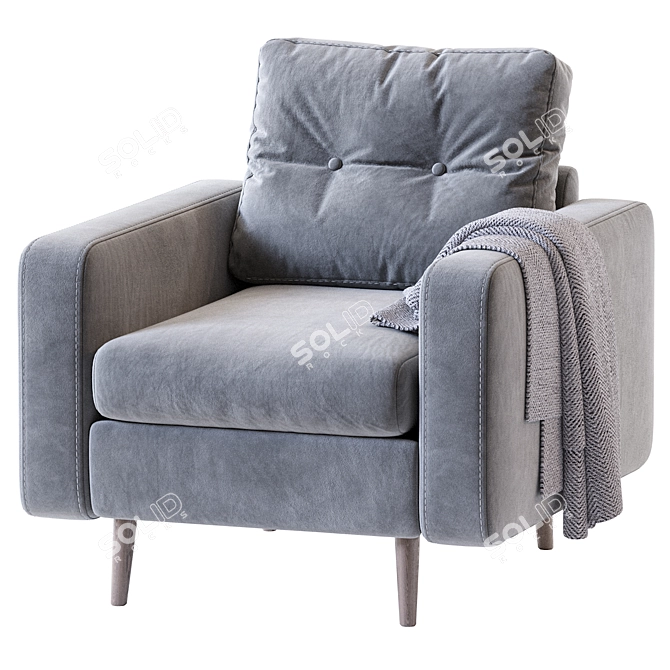 Modern Gray Textile Armchair 3D model image 1