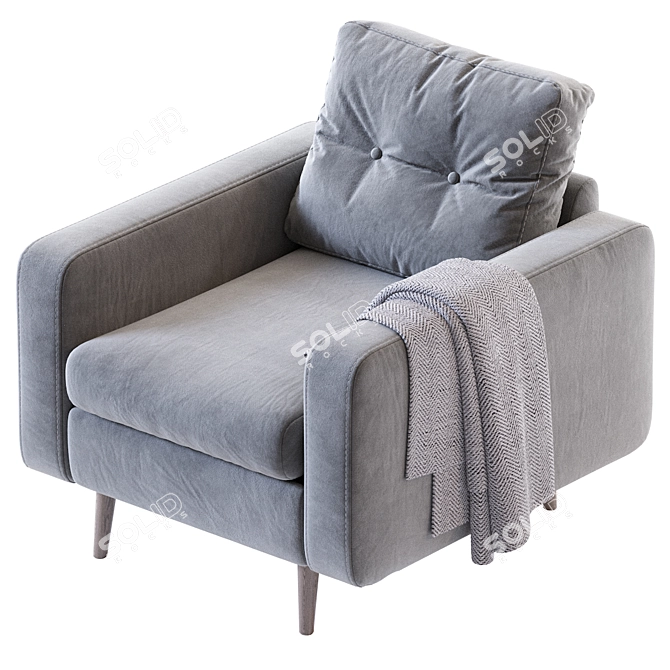 Modern Gray Textile Armchair 3D model image 2