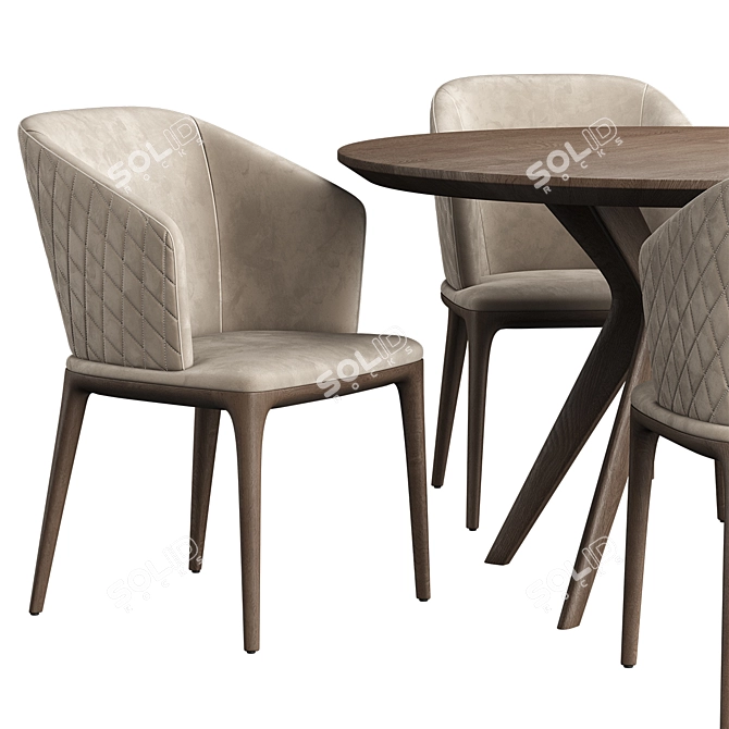 Elegant Louise Chair & Clark Table Combo 3D model image 2