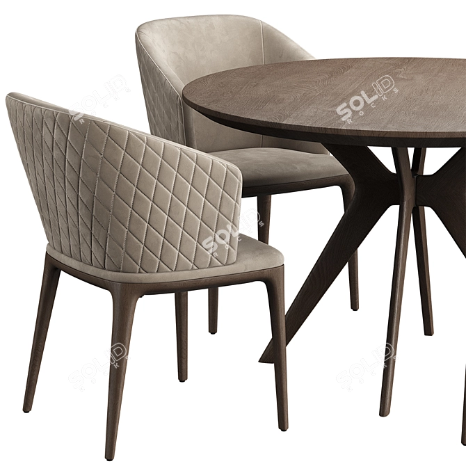 Elegant Louise Chair & Clark Table Combo 3D model image 3