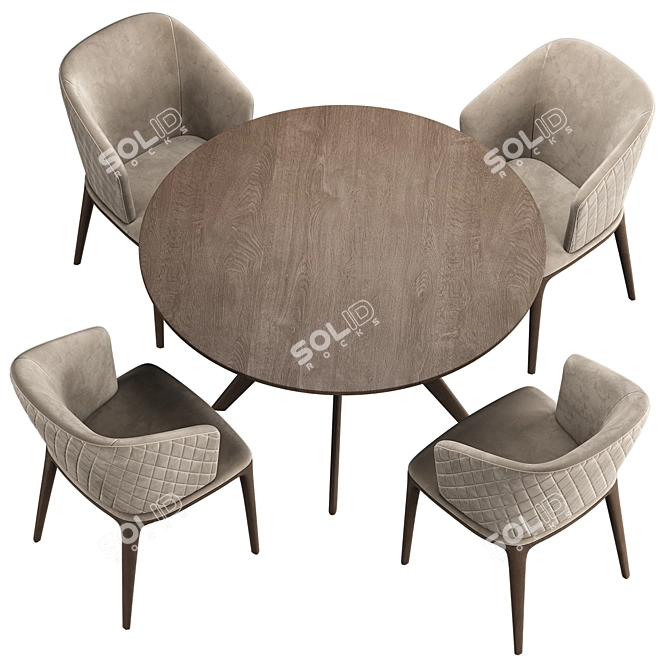 Elegant Louise Chair & Clark Table Combo 3D model image 4