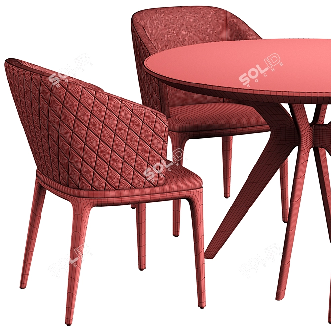 Elegant Louise Chair & Clark Table Combo 3D model image 5