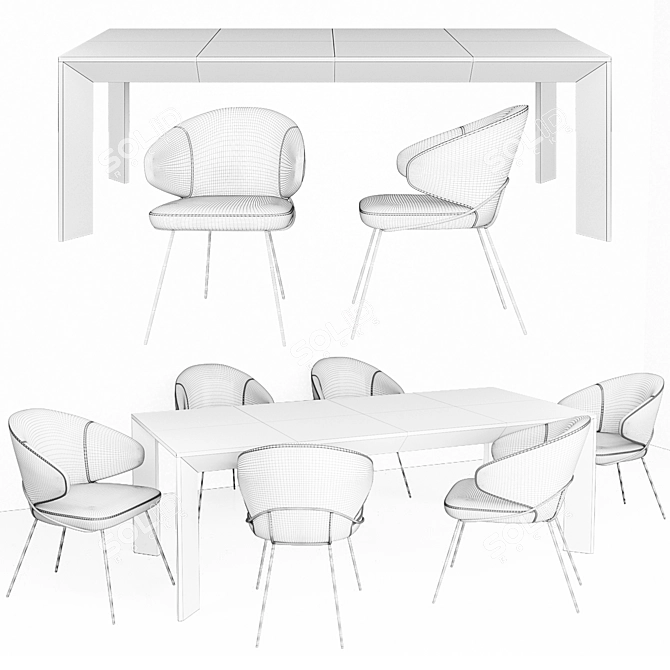 Tremont Table & Kinley Chair Set 3D model image 5