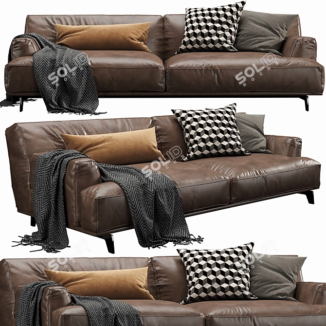 Luxury Poliform Tribeca Leather Sofa 3D model image 1