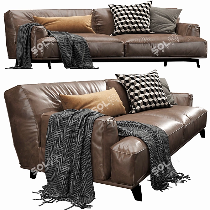 Luxury Poliform Tribeca Leather Sofa 3D model image 2