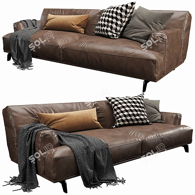 Luxury Poliform Tribeca Leather Sofa 3D model image 3