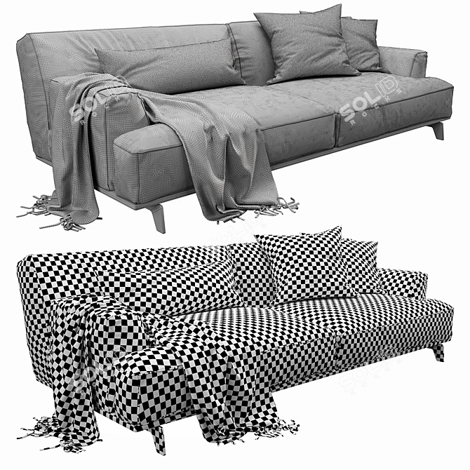 Luxury Poliform Tribeca Leather Sofa 3D model image 4