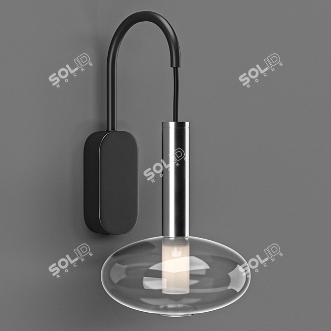 Modern Black Matte Wall Lampatron - 14.3x28.5cm 3D model image 1