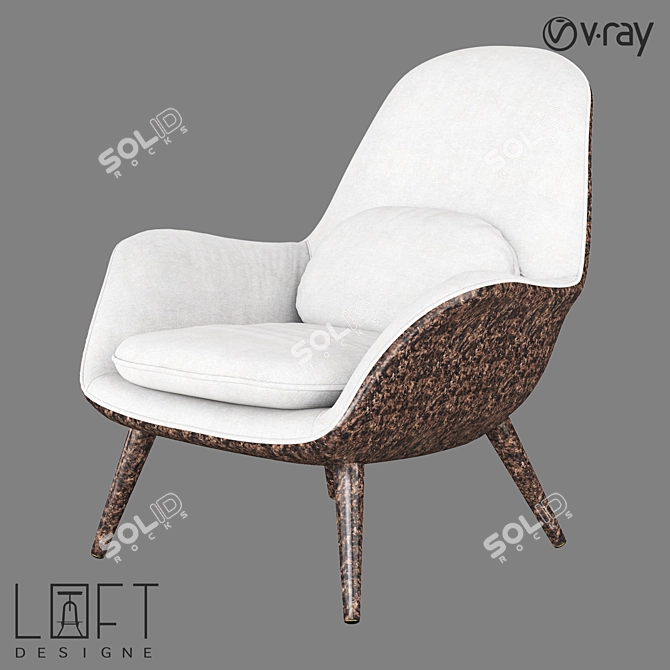 Minimalist Wood Armchair | LoftDesigne 2060 Model 3D model image 1