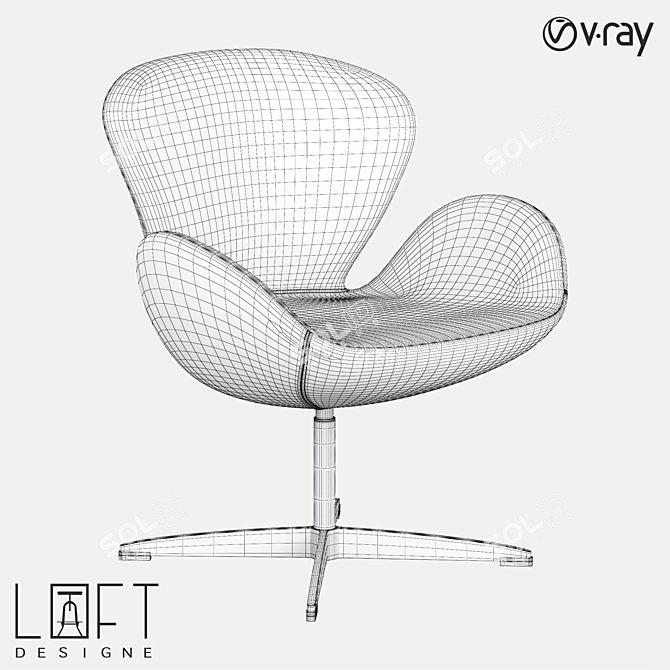 Modern Metal and Fabric Armchair 3D model image 2