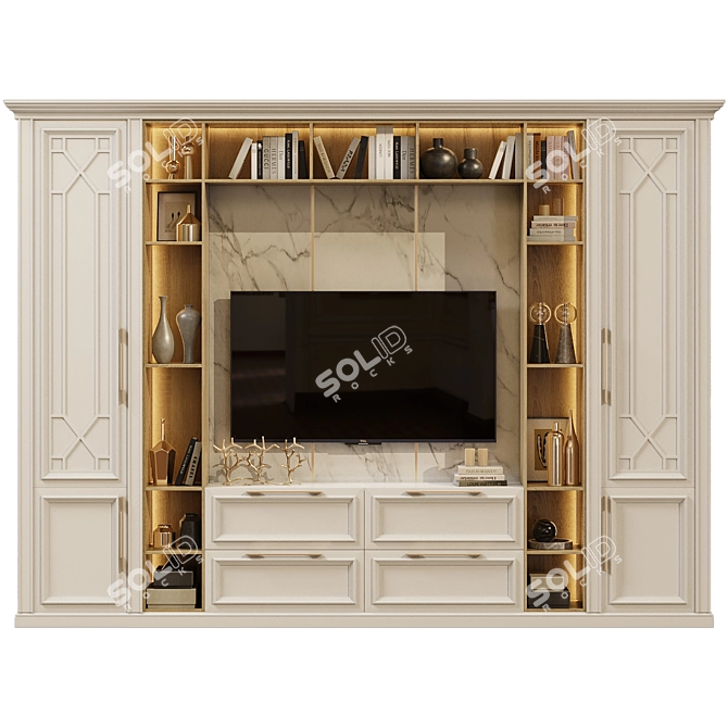 Elegant Neoclassical TV Wall 3D model image 1