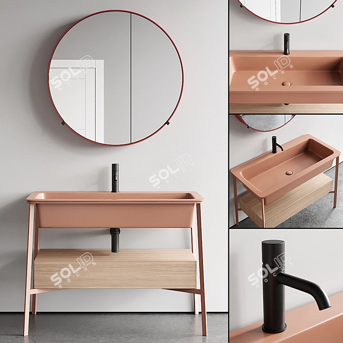 Ceramica Cielo Catino Set: Stylish Vanity Unit & Mirror 3D model image 1