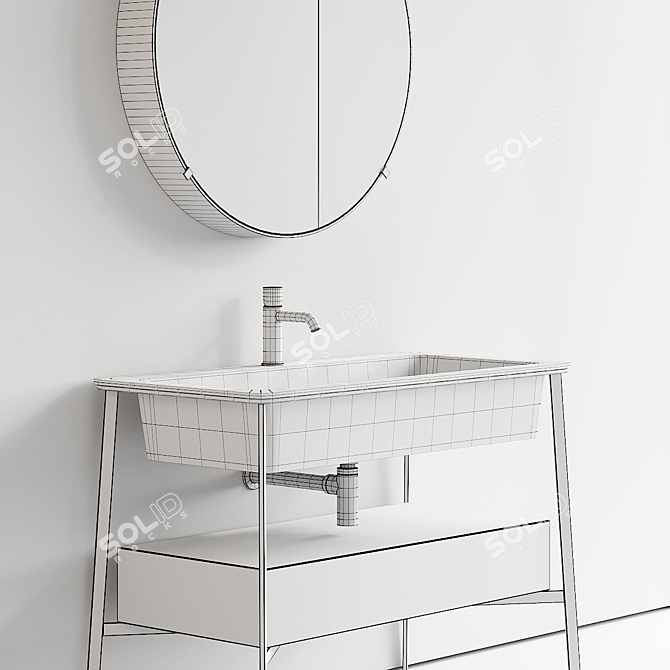 Ceramica Cielo Catino Set: Stylish Vanity Unit & Mirror 3D model image 5