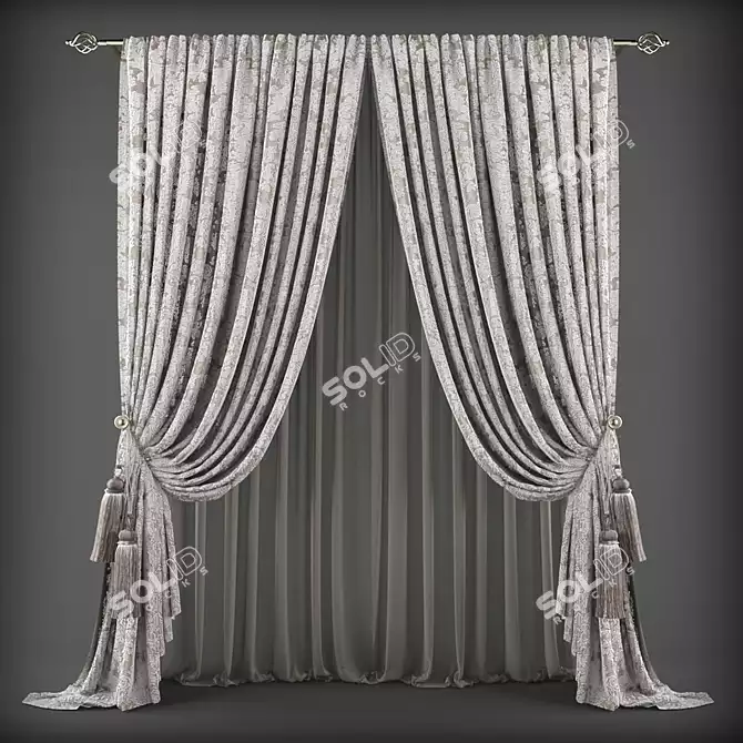 Polyester Curtains for Home 3D model image 1