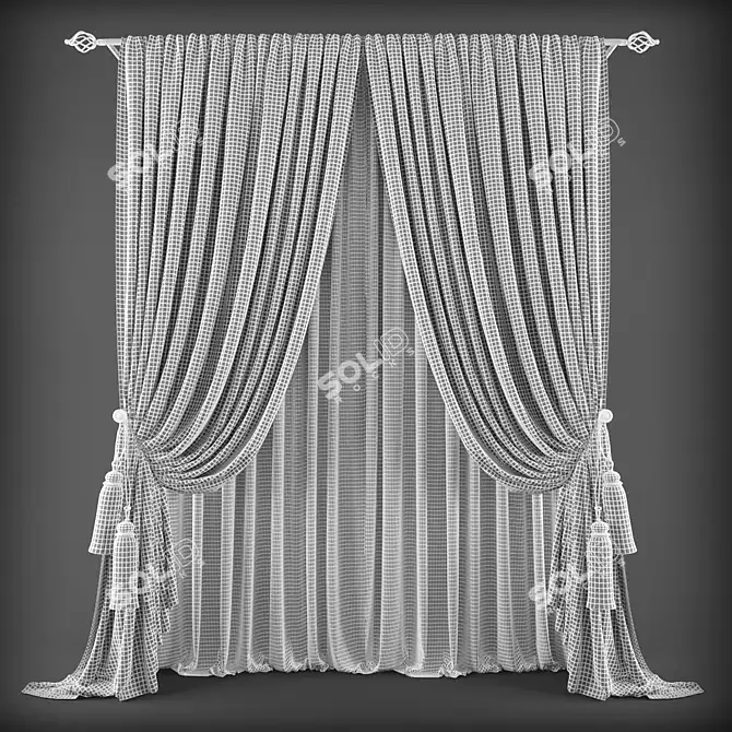 Polyester Curtains for Home 3D model image 2