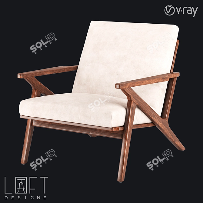 Modern Wooden Chair in Eco-leather 3D model image 1