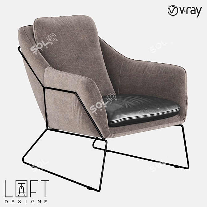 LoftDesigne Armchair 2549: Sleek Metal and Leather Seating 3D model image 1