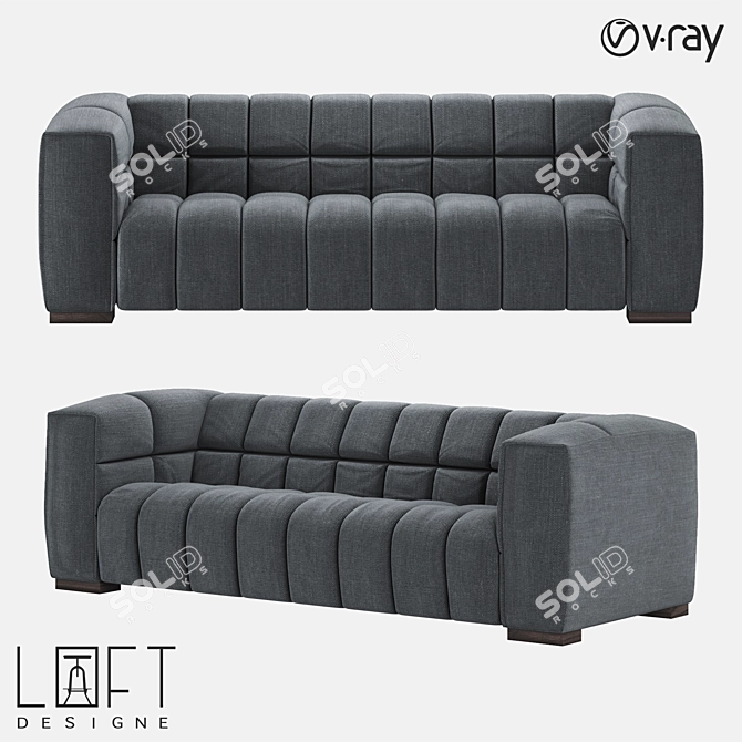 Sleek Wood & Fabric Sofa | LoftDesigne 2973 3D model image 1