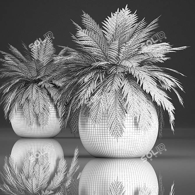 Tropical Plant Collection in Rattan Baskets 3D model image 5