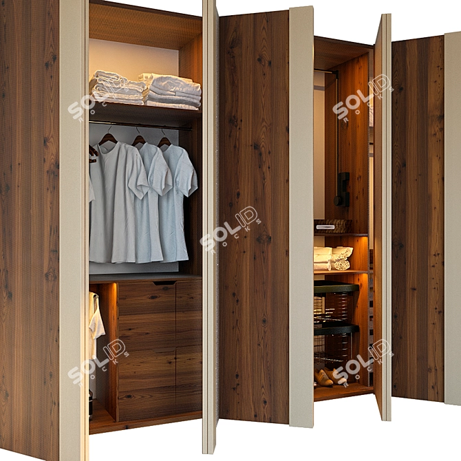 Stylish Filled Wardrobe 3D model image 2