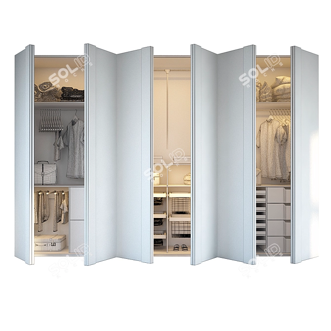 Stylish Filled Wardrobe 3D model image 5