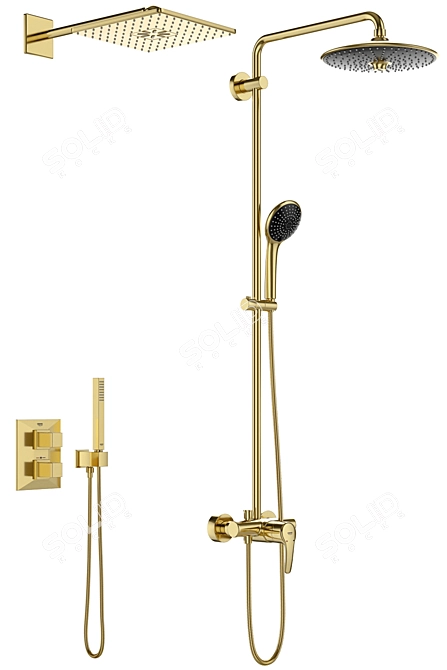 Luxurious Gold Furo Shower Enclosure 3D model image 4