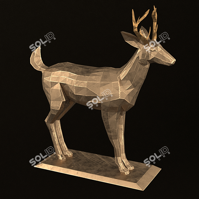 Polygonal Deer Sculpture - Low Poly Set 3D model image 8