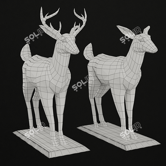 Polygonal Deer Sculpture - Low Poly Set 3D model image 10