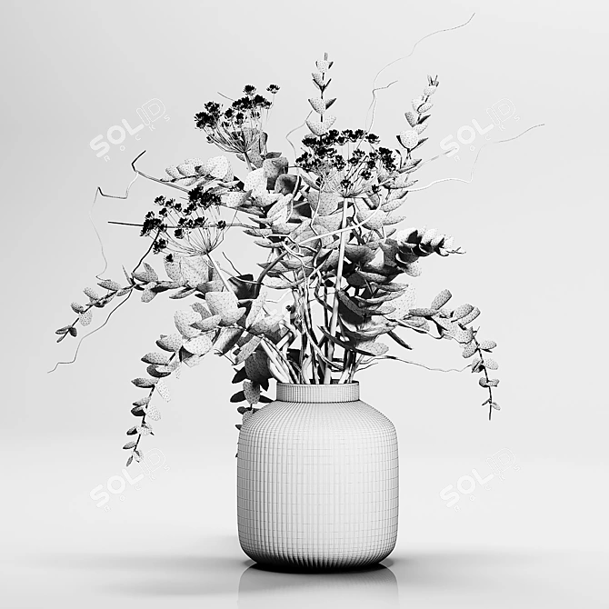 Elegant Glass Vase Bouquets 3D model image 5