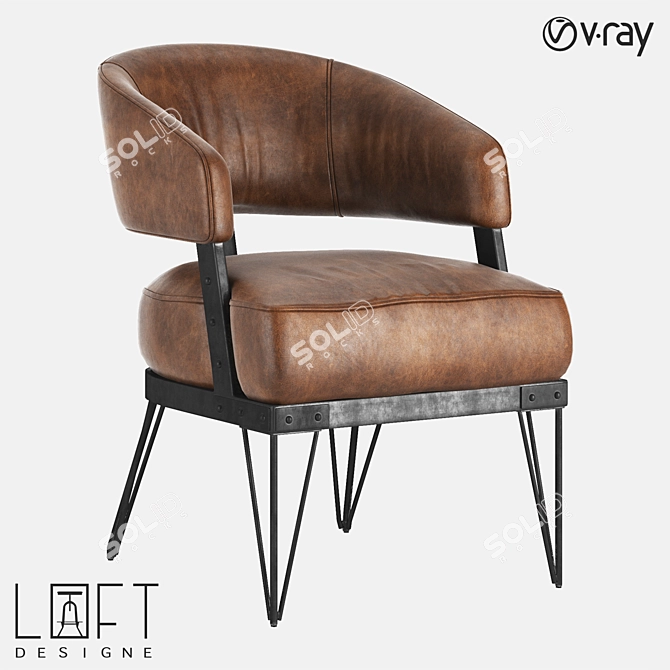 LoftDesign Armchair 3540: Metal and Leather 3D model image 1