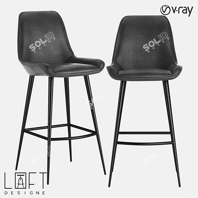 LoftDesigne 4034 Model Metal and Leather Bar Stool 3D model image 1