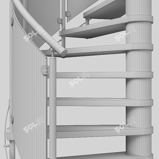 Modern Wood and Steel Spiral Staircase 3D model image 5