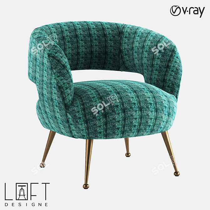 Modern Metal and Fabric Armchair 3D model image 1