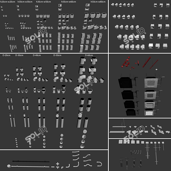 Complete Ventilation System Set 01 3D model image 4