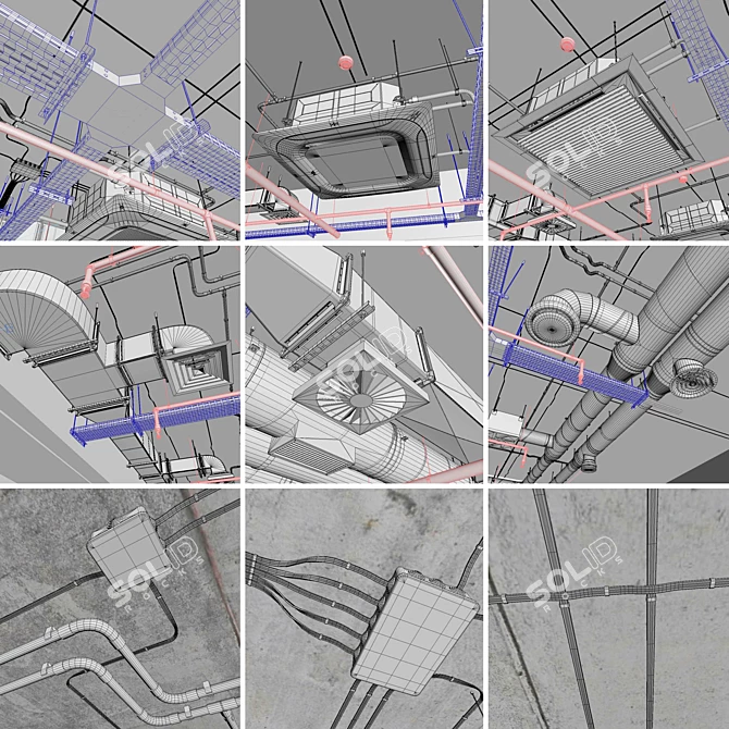 Complete Ventilation System Set 01 3D model image 5