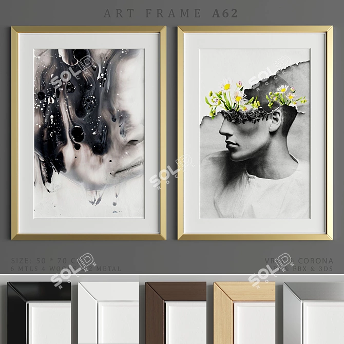 Sleek Art Frame A62 3D model image 1