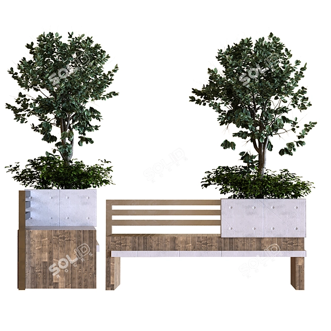 Modern Tree Bench - PBR MTL 3D model image 2