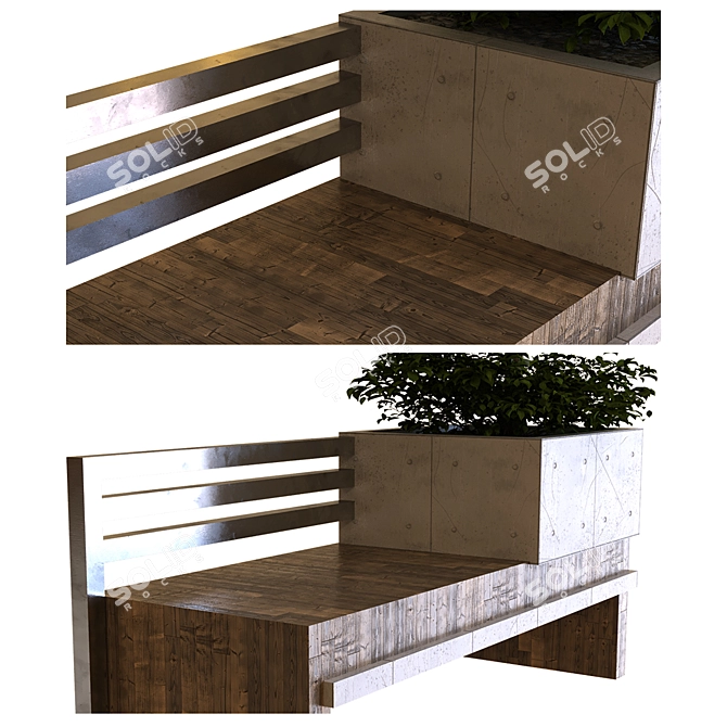 Modern Tree Bench - PBR MTL 3D model image 4