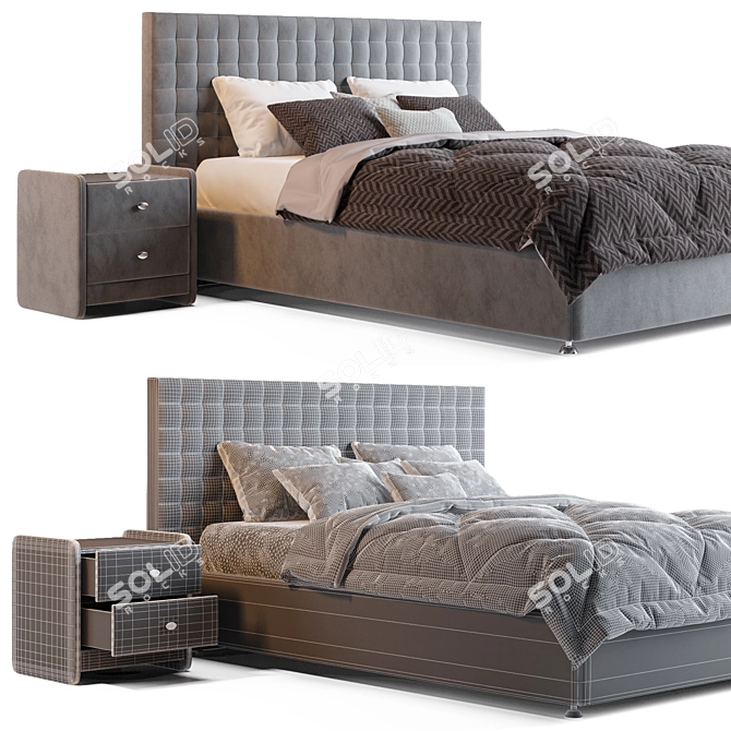 Askona Arno Velvet Bed 3D model image 3