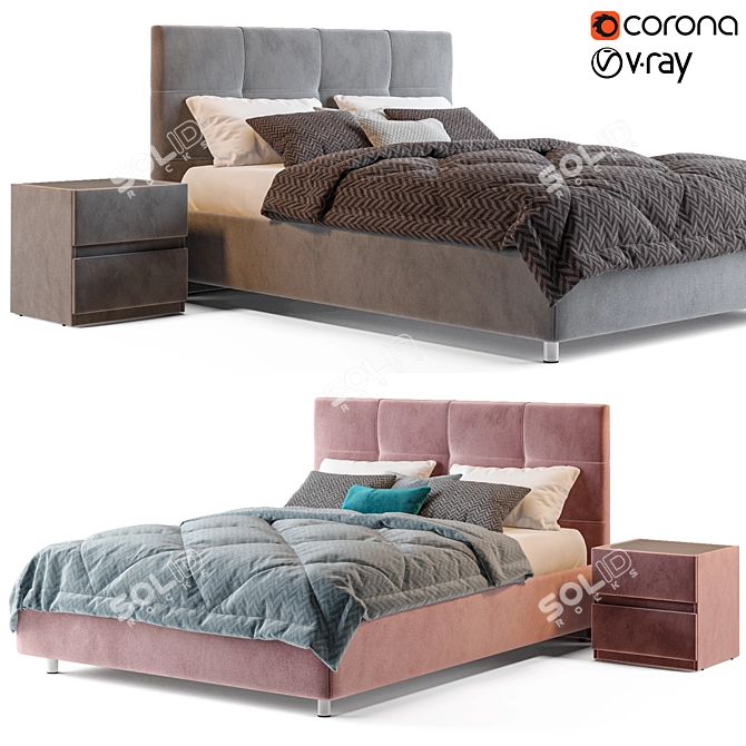 Luxurious and Versatile Askona Elisa Bed Set 3D model image 1