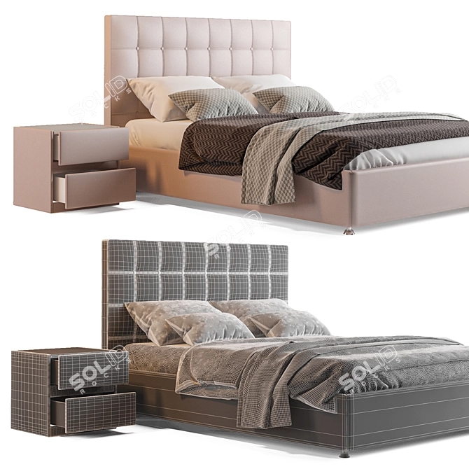 Askona Fernando Leather Bed 3D model image 3
