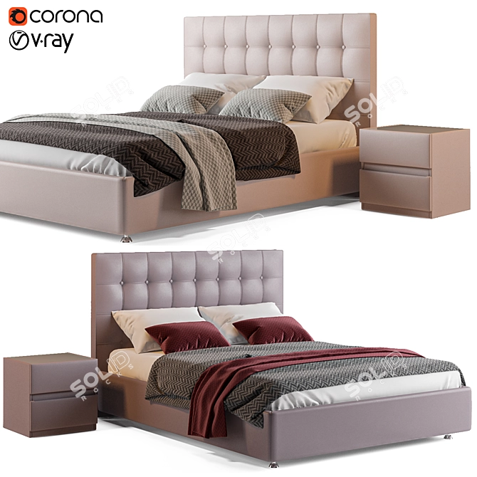 Askona Fernando Leather Bed 3D model image 5